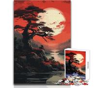 Red Moon Tree Dark 1000 Piece Teenager Puzzles Logical Fun Educational Activity Unique Gift with Warm Sentiment Size 38x26cm
