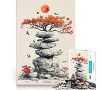 Red Moon ﹨u Balanced Rocks 1000 Piece Jigsaws for Adults Puzzle Mind Exercise Toy Family Bond Precision Cut Creative Gift (38x52cm)