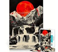 Red Moon Water Mountain 1000 Pieces Jigsaws Adults Puzzles Gifts Mind Challenge Toy Easy Leisure Precise Cut (50x75cm)