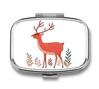 Red Moose Pill Case Box with 2 Compartment Medicine Vitamin Organizer for Purse Pocket 5.5x4cm