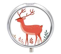 Red Moose Pill Case Box with 3 Compartment Medicine Vitamin Organizer for Purse Pocket 5x5cm