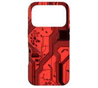 Red Motherboard Schematic with Electronic Circuits Case for iPhone 17 Pro