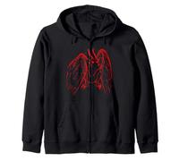Red Mothman Gifts Cryptozoology Retro Creepy Folktales Zip Hoodie