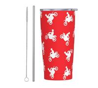 Red Motocross Dirt Bike Stainless Steel Insulated Tumbler 20 Oz Water Bottle Coffee Mug with Lid Straw
