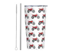 Red Motocross Dirt Bike Stainless Steel Insulated Tumbler 20 Oz Water Bottle Coffee Mug with Lid Straw