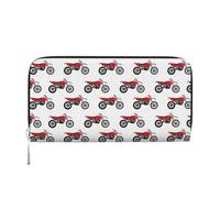 Red Motocross Dirt Bike Wallets PU Leather Wallet for Women Men Zipper Credit Card Purse Long Clutch Purse