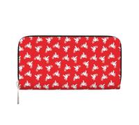 Red Motocross Dirt Bike Wallets PU Leather Wallet for Women Men Zipper Credit Card Purse Long Clutch Purse