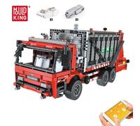 (red) MOULD KING 15019 Technical Car Toys For Boys Motorized Garbage Truck Model Building Blocks MOC-38031 Bricks Kids Christmas Gifts