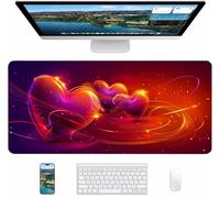 Red Mouse Mat 1000x500x3mm, Heart Gaming Mouse Pad, Desk Mat with Waterproof Non-Slip Rubber Base, Mousepad for Stable Grip on Smooth Surfaces, Desk Accessories and Office Accessories, Gifts V-9243