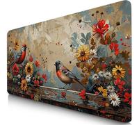 Red Mouse Mat 1000x500x3mm XXL Gaming Mouse Pad Bird Desk Mat, Table Mats with Non-Slip, Soft Smooth Surface, Stitched Edges Desk Pad, Waterproof Fabric, Durable, Office Accessories, Gifts F0-1052