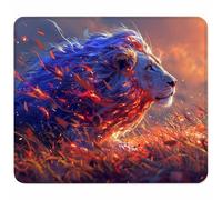 Red Mouse Mat 200x180mm, Small Mouse Pad Lion Waterproof Gaming Mousepad, Mini Desk Mat with Anti-Slip Base, Stitched Edges Mousepad, Keyboard, Mousemats for Gaming Accessories, Gifts for Women 1-1749