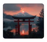 Red Mouse Mat 200x180mm, Small Mouse Pad Mount Fuji Waterproof Gaming Mousepad, Mini Desk Mat with Anti-Slip Base, Stitched Edges Mousepad, Keyboard, Mousemats for Desk, Gifts for Women K-4834