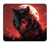 Red Mouse Mat 270x220mm, Small Mouse Pad Wolf Waterproof Gaming Mousepad, Mini Desk Mat with Anti-Slip Base, Stitched Edges Mousepad, Keyboard, Mousemats for Gaming Accessories, Gifts for Women 4-6742