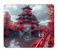 Red Mouse Mat 340x280mm, Small Mouse Pad Architecture Waterproof Gaming Mousepad, Mini Desk Mat with Anti-Slip Base, Stitched Edges Mousepad, Keyboard, Mousemats for Desk, Gifts for Women L-3161