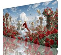Red Mouse Mat 600x300x3 mm Large Gaming Mouse Pad Angel Desk Mat with Stitched Edges, Mousepad Non Slip Rubber Base, Waterproof Soft Desk Pad, Pc Accessories for Home Office Decor, Gifts l-1066