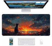 Red Mouse Mat 700x300x3mm, Sunset Gaming Mouse Pad, Desk Mat with Waterproof Non-Slip Rubber Base, Mousepad for Stable Grip on Smooth Surfaces, Desk Accessories and Office Accessories, Gifts T-9775