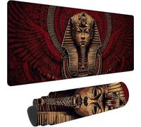 Red Mouse Mat 900x300x3 mm Large Gaming Mouse Pad Egyptian Pharaoh Desk Mat with Stitched Edges, Mousepad Non Slip Rubber Base, Waterproof Keyboard Desk Pad, Office Accessories for Home Decor w-126