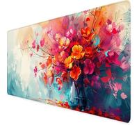 Red Mouse Mat Flower Gaming Mouse Pad XXL 60 x 30cm Desk Mat Large with Non-Slip Base and Stitched Edge Keyboard Pad for Gaming/Home/Office Work/Accessories Gifts, Improved Precision and Speed p992i