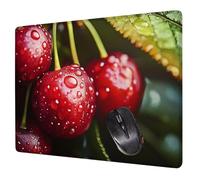 Red Mouse Mat Gaming Mouse Pad Cherry Mousepad 260x210x3mm, Ultra Thin Improves Speed and Accuracy, Non-Slip Rubber Base Desk Mat, Wear-Resistant, Washable for Gaming PC Office Accessories H0-379