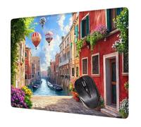 Red Mouse Mat Gaming Mouse Pad Small Town Mousepad 290x240x3mm, Ultra Thin Improves Speed and Accuracy, Non-Slip Rubber Base Desk Mat, Wear-Resistant, Washable for Gaming PC Office Accessories H0-329