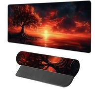 Red Mouse Mat Gaming, Sunset Mouse Pad 1600x800x3mm, Extended XXL Desk Mat Large with Stitched Edges, Improved Precision and Speed Non-Slip Rubber Base Mousepad for Office Accessories, Gifts S-8514