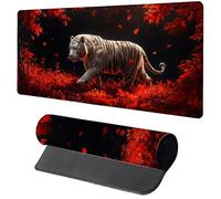 Red Mouse Mat Gaming, Tiger Mouse Pad 900x400x3mm, Extended XXL Desk Mat Large with Stitched Edges, Improved Precision and Speed Non-Slip Rubber Base Mousepad for Office Accessories, Gifts 1-7439