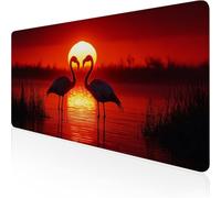 Red Mouse Mat,Large Mousepad 1000x500x3mm Red-Crowned Crane Gaming Mouse Pad,Desk Pad with Stitched Edges,Waterproof Keyboard Mat Non-Slip Rubber Base for Office,Home Desk Accessories for Men D1-868