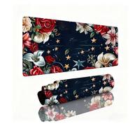 Red Mouse Mat Lily Gaming Mouse Pad Desk Pad 800x300x3mm, Non-Slip Desk Mat Large, Waterproof Soft Cloth, Durable Stitched Edges, Table Protector for Office and Home, Decor Accessories Gifts 0B-530