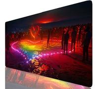 Red Mouse Mat Love Mouse Pad Desk Mat Soft Smooth Surface and Anti-Slip Rubber Base for Stable Grip on Smooth Surfaces, Improved Precision and Speed, Mousepad for Office and Home 700 x 400 x 3mm K0-20