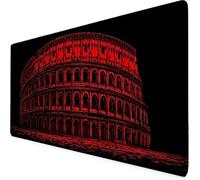 Red Mouse Mat Roman Colosseum Gaming Mouse Pad Large XXL Desk Mat with Non-Slip Base and Stitched Edge Keyboard Pad for Gaming/Home/Office Work/Accessories, Gifts for Women Men (100 x 50cm) 5476-1tb