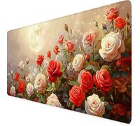 Red Mouse Mat Rose Gaming Mouse Pad XXL 120 x 60cm Desk Mat Large with Non-Slip Base and Stitched Edge Keyboard Pad for Gaming/Home/Office Work/Accessories Gifts, Improved Precision and Speed p3882i