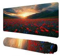 Red Mouse Mat Sea Of Flowers Desk Mat 1200x600x3mm Mouse Pad Large,Waterproof Mousepad with Stitched Edges and Non-Slip Rubber Base Mousemat,Desk Accessories for Men,Work From Home Essentials J1-101