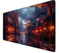 Red Mouse Mat Street Gaming Mouse Pad XXL 120 x 60cm Desk Mat Large with Non-Slip Base and Stitched Edge Keyboard Pad for Gaming/Home/Office Work/Accessories, Improved Precision and Speed p5772i