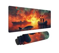 Red Mouse Mat War At Sea Mouse Pad 24 x 12 x 0.12 inch, Washable Mousepad, Gaming Mousepad Office Accessories with Anti-Slip Rubber Base Double Stitched Edges for Office, Decor, Gifts for Men -TL27WL