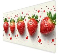 red Mouse Mat XXL, 600x300x3mm Gaming Mouse Pad Large strawberry, Office Accessories Desk Mat, Waterproof Non Slip Rubber Base-Smooth Cloth Surface Mousepad, Apply To Office Home Or Gifts For Men A297