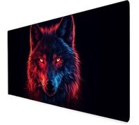 red Mouse Mat XXL, 600x300x3mm Gaming Mouse Pad Large wolf, Office Accessories Desk Mat, Waterproof Non Slip Rubber Base-Smooth Cloth Surface Mousepad, Apply To Office Home Or Gifts For Men A312