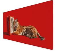 red Mouse Mat XXL, 900x500x3mm Gaming Mouse Pad Large tiger, Office Accessories Desk Mat, Waterproof Non Slip Rubber Base-Smooth Cloth Surface Mousepad, Apply To Office Home Or Gifts For Men A313