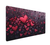 Red Mouse Mat xxl Gaming Mouse Pad 600x300 mm non Slip Desk Mat, Love Extended Large Mousepad Waterproof & Durable & Stitched Edges Mouse Keyboard Mat for Home, Office, Gaming Room (24x12 Inch) 2S-484