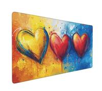 Red Mouse Mat xxl Gaming Mouse Pad 700x300 mm non Slip Desk Mat, Love Extended Large Mousepad Waterproof & Durable & Stitched Edges Mouse Keyboard Mat for Home, Office, Gaming Room (28x12 Inch) 2S-760