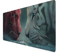Red Mouse Pad 100 x 50cm, Large Mouse Mat Tiger Desk Mat with Anti-Slip Rubber Base, Waterproof Surface Stitched Edges Keyboard Mat Home Office Gaming Desk Accessories for Men, Gifts for Women tv3366