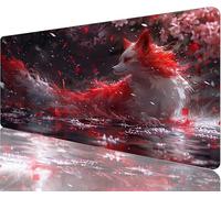 Red Mouse Pad,800x400x3mm Mouse Mat Fox Desk Mat Large, Soft Smooth Surface with Anti-Slip Rubber Base Mousepad Waterproof, Durable, Extended Length Desk Pad for Gaming Christmas Decorations N1-978