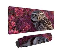 Red Mouse Pad Large 28x12x0.12inch, Owl Gaming Mouse Pad Waterproof Desk Mat with 3MM Stitched Edges, Non-Slip Rubber Base Mousepad Computer Accessories for Gaming, PC, Laptop, Office -hjw2601PB