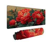 Red Mouse Pad Large 700x300mm, Flower Mouse Mat Waterproof Desk Mat with 3MM Stitched Edges, Non-Slip Rubber Base Mousepad Computer Accessories for Gaming, Office and Home, Gifts for Women -zjn2509OB