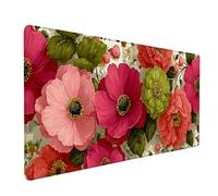 Red Mouse Pad Large 700x300x3mm, Flower Gaming Mouse Pad Waterproof Desk Mat with 3MM Stitched Edges, Non-Slip Rubber Base Mousepad Computer Accessories for Gaming, PC, Office, Home, Gifts -bby2509PM