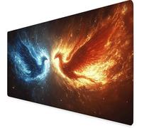 Red Mouse Pad Large 900x400x3 mm, Phoenix Gaming Mouse Pad Waterproof Desk Mat with 3MM Stitched Edges, Non-Slip Rubber Base Mousepad Computer Accessories for Gaming, PC, Office, Gifts -yym25099A