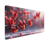 Red Mouse Pad Large 900x400x3mm, Cherry Blossoms Gaming Mouse Pad Waterproof Desk Mat with 3MM Stitched Edges, Non-Slip Rubber Base Mousepad Computer Accessories for Gaming, Office, Gifts -lsy2603Y0