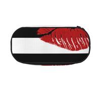 Red Mouth Printed in Black and White Stripes Print Pencil Pouch for Kids Fun Pencil Case Pouch for Girls Large Pen Case with Zipper, Portable Pencil Bag Holder for School Sudent Teacher Stationery