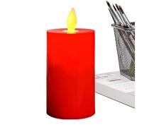 Red Moving Flame Candles - Moving Wick LED Candles | Red Flickering Flame Battery Operated Fake for Table Centerpieces, Home Decor, Party, Holiday, Christmas Decoration Accessories