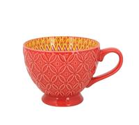 Red Mug 350ml Ceramic Coffee Cup Tuscany Bohemian Mediterranean Ethnic Style