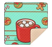 Red Mug Hot Cocoa with Gingerbread & Candy Large Non-Slip Baby Playmat for Floor Comfortable Travel Play Mat for Baby Toddler Infant, 50'' x 50''